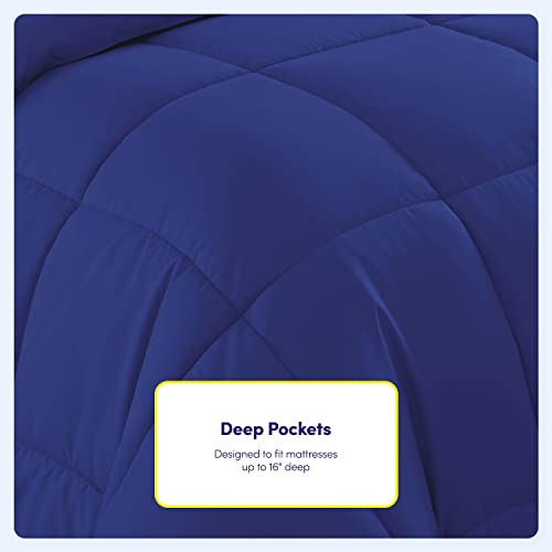 Sweet Home Collection 5 Piece Comforter Set Bag Solid Color All Season Soft Down Alternative Blanket & Luxurious Microfiber Bed Sheets, Royal Blue, Twin Sweet Home Collection