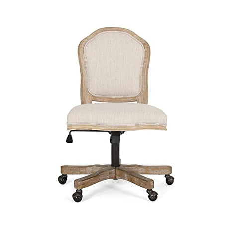 Scilley Upholstered Swivel Office Chair - Beige/Natural Christopher Knight Home