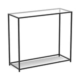 Safdie & Co. - Metal Console Table with Glass, Black Console Tables for Entryway, Use As Doorway Table, Narrow Bar Table, or Accent Furniture for Decorating Foyer, 12 x 28 x 31 Inches Safdie