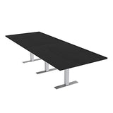 12 Person Rectangle Conference Table with Brushed Silver Metal T-Base | Scratch-Resistant Laminate | Harmony Series Modular Meeting Tables for Office and Homes | Black Cypress - 12' SKUTCHI DESIGNS INC.
