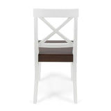 Christopher Knight Home Roshan Farmhouse Acacia Wood Dining Chairs, White / Walnut 21D x 17.75W x 35.5H Inch GDFStudio