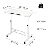 Aconcept Small Standing Desk Tiltable-Adjustable Height, Mobile Stand Up Desk with Wheels, 32 inch Portable Rolling Desks Laptop Office Workstations for Walking Pad Treadmill White Aconcept