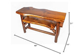 Rustic Log Live Edge Wooden Console Sofa Table for Entryway with Shelf Storage (Honey Pine) Southern Rustic Logwerks