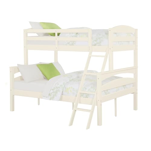 DHP Brady Wood Bunk Bed Frame, Twin Over Full, White DHP