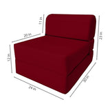 D&D Futon Furniture Sleeper Chair Folding Bed, Studio Sofa Guest Folded Mattress, High Density Foam (70 x 24 x 6, Red) D&D Futon Furniture