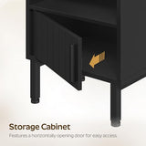 YATINEY Nightstand with Gun Drawer, Bedside Table with Hidden Compartment, End Table with Storage Cabinet, Night Stand for Bedroom, Office, Black ET22BB YATINEY