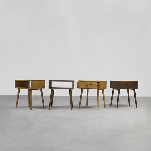 NTC Zoe Solid Wood Nightstand, Featuring Adaptable Design, 150 lbs Load Capacity, Water-Resistant, Elevate Your Space, Easy Assembly - Dark Walnut NTC