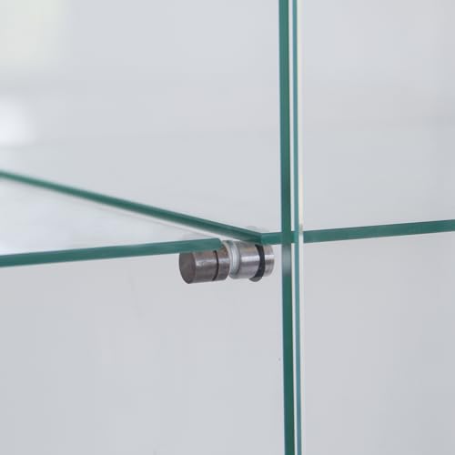 Glass Display Cabinet with 12 Shelves with 3 Columns, 4 Tier Curio Cabinet with Doors, Fast Installation, Floor Standing Tempered Glass Collection Display Showcase for Bedroom, Living Room (Black-A) AONYAYBM