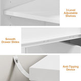 RoyalCraft 83” Large Makeup Vanity Desk, White Corner Vanity Table with 3 Drawer & 2 Door, Modern Extendable Dressing Table, Vanity Dresser Combo for Bedroom, Dressing Room (Without Mirror) RoyalCraft