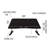 Xebec Air Desk Adjustable Laptop Lap Desk with Height & Tilt | Portable Standing Desk Converter | Foldable Bed Table with Storage Drawers & No-Slip Surface for Home Office Work Xebec