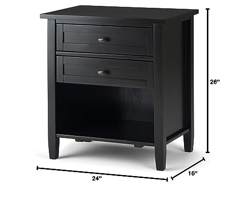 SIMPLIHOME Warm Shaker SOLID WOOD 24 Inch Wide Transitional Bedside Nightstand Table in Hickory Brown, For the Living Room and Bedroom SIMPLIHOME