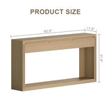 Treocho 63.9" Long Console Tables for Entryway, Farmhouse Entryway Table with Drawers, Narrow Sofa Table Behind Couch Table for Living Room, Entrance, Hallway, Natural Treocho