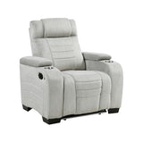 Lexicon Wall Hugger Manual Reclining Chair, Microfiber Manual Recliner with Cup Holders/Hidden Arm Storage/LED Base Lighting, Home Theater Seating for Living Room, Light Gray