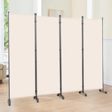 Room Divider 6FT Room Partition with Lockable Wheels, (Thicked Metal Base) Room Dividers, Freestanding Indoor Folding Privacy Screens, Portable Fabric Wall Divider for (Beige, 88"- 4 Panel) JVVMNJLK