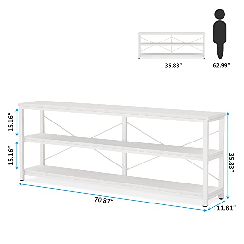 Tribesigns 71" Sofa Tables,Extra Long Couch Table, Narrow Long Console Table, Entryway Table,Sofa Table with 3 Tiers Storage Shelves - WoodArtSupply