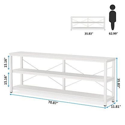 Tribesigns 71" Sofa Tables,Extra Long Couch Table, Narrow Long Console Table, Entryway Table,Sofa Table with 3 Tiers Storage Shelves - WoodArtSupply