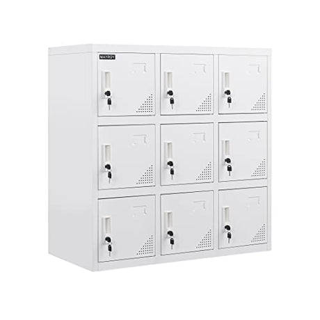 MAYROY Metal Locker Office Storage Locker Home Steel Locker School Storage Organizer, Storage Cabinet for Kids Students Employee (W9D) (Full White) MAYROY