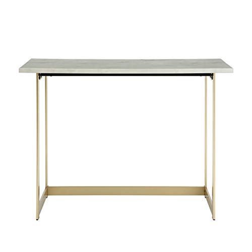 Walker Edison Modern Glam Faux Top Laptop Writing Desk Home Office Workstation Small, 42"L x 20"W x 30"H, Marble/Gold - WoodArtSupply