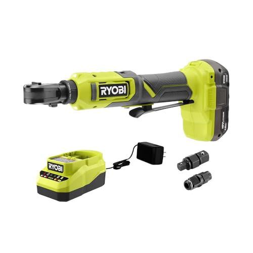 RYOBI 18V ONE+ Multi-Size Ratchet Kit Cordless 18 Volt W Battery & Charger, Green - WoodArtSupply