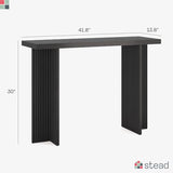 Fluted Console Table - Small Entry Desk for Narrow Spaces - Modern, Mid-Century Home Decor - Living Room Furniture - Solid Wood Entryway Table - Fluted Cross Bass and Rectangular Top (Black) Stead