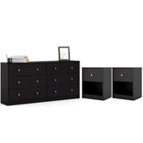 Pemberly Row 3PC Engineered Wood Dresser and Nightstands Bedroom Set in Black Pemberly Row