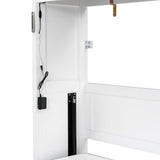 HZXINKEDZSW Twin Size Murphy Bed with LED Light,Can be Folded into a Cabinet,Modern Hidden Wall Bed Frame for Bedroom Apartment Studio Guest Room,Easy Assembly (White+Brown-18, Twin) HZXINKEDZSW