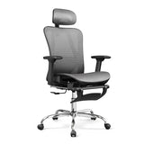 DEVAISE Ergonomic Mesh Office Desk Chair, Retractable Footrest and Adjustable Lumbar Support, Comfy High Back Reclining Computer Gaming Chair, Tilt Function, Heavy Duty, SGS Class 4 Gas Lift, Grey DEVAISE