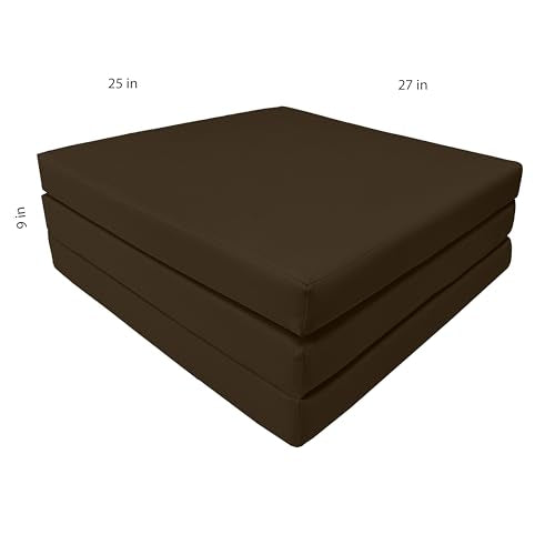 D&D Futon Furniture Trifold Foam Beds, Floor Tri-Fold Bed, Foldable Shikibuton Mattress Cushion Topper Mat for Space Saving Sleepover 3x27x75 in, Brown D&D Futon Furniture
