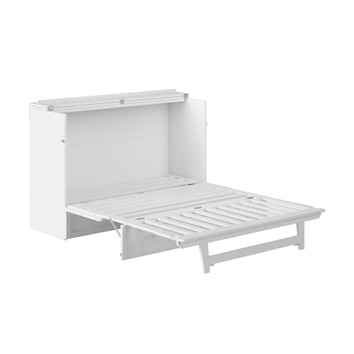 AFI, Northfield Queen Murphy Bed Chest with Mattress, Storage Drawer and Built-in USB Charger, White AFI
