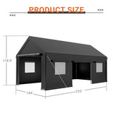 AirWire Carport, 12x20 FT Heavy Duty Carport, Portable Garage with Roll-Up Windows & Side-Opening Door, Car Canopy Reinforced Four-Hole Base for Car, Truck, Boat, Motorcycle AirWire