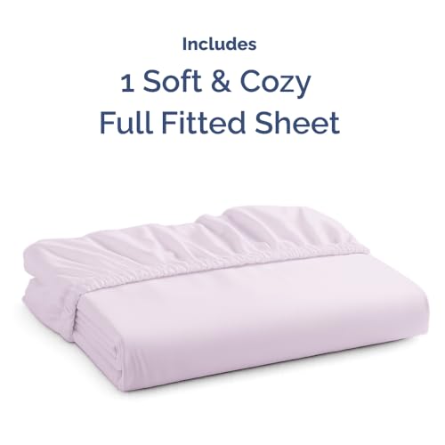 Full Fitted Bed Sheet - Bottom Single Fitted Sheet Only - Ultra-Soft Hotel Luxury Bedding w/ 8-16 Inch Deep Pockets - Breathable & Wrinkle Free - Easy-Care, Fade & Shrink Resistant - Light Lavender CGK Unlimited
