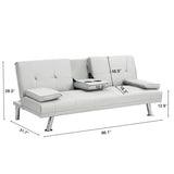anwickjeff Convertible Folding Futon Sofa Bed with Metal Legs & 2 Cupholders, Modern New Upholstered Couch Loveseat Sleeper, Folding Couches Bed, Removable Armrests for Small Spaces (White) anwickjeff