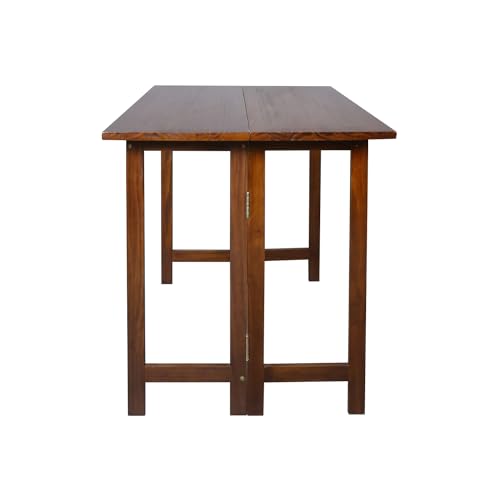 Solid Wood Flip-Top Folding Console to Dining Convertible Table Casual Home