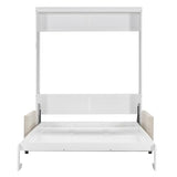 Ball & Cast Queen Size Murphy Bed Wall Bed with Sofa,can be Folded,Multifunctional Hideaway Cabinet Bed Frame,No Box Spring Needed,for Apartment,Bedroom,Guest Room,White Ball & Cast