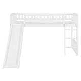 Harper & Bright Designs Twin Loft Bed with Slide and Ladder, Kids Loft Bed, Wooden Low Loft Bed for Kids, No Box Spring Needed, White Harper & Bright Designs