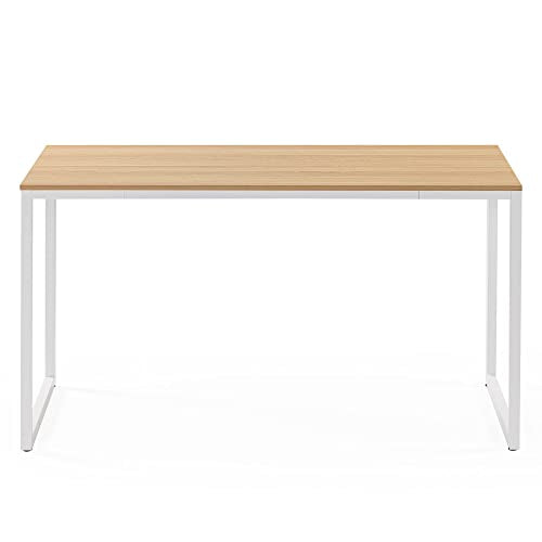 ZINUS Jennifer 55 Inch White Frame Desk, Computer Workstation, Office Desk, Dining Table, Easy Assembly, Natural Zinus