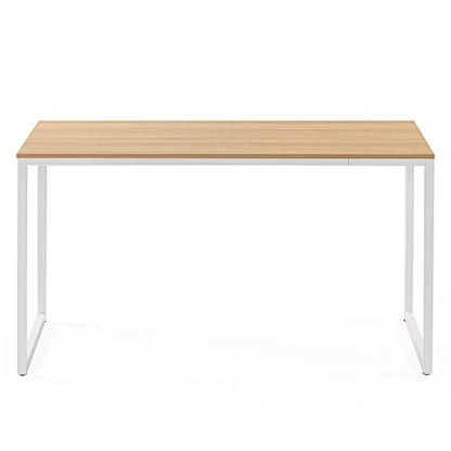 ZINUS Jennifer 55 Inch White Frame Desk, Computer Workstation, Office Desk, Dining Table, Easy Assembly, Natural - WoodArtSupply