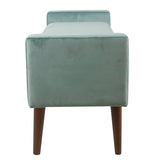 HomePop Home Decor | Upholstered Modern Velvet Storage Ottoman Bench | Ottoman Bench with Storage for Living Room & Bedroom | Decorative Home Furniture, Aqua Blue HomePop