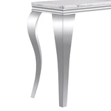 Modern Rectangular Silver Faux Marble Console Table, 0.71" Thick Faux Marble Top, 4 Stainless Steel Legs with Silver Mirrored Finish for Living Room (Silver6) ShopBOPP
