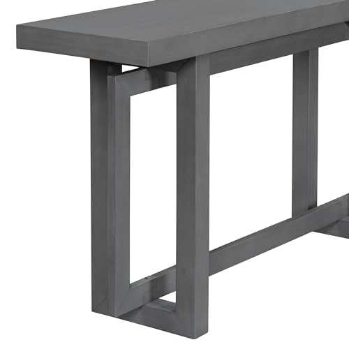 Hlcodca Contemporary Console Table with Industrial-Inspired Concrete Wood Top, Wood Legs, Extra Long Entryway Table for Entryway, Hallway, Living Room, Foyer, Corridor (Dark Gray-0J) Hlcodca