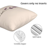 Hayyett Minimalist A Single Lavender Sprig Throw Pillows Covers, Couch Sofa Pillow Cases,Zipper Bedding Cushion Cases for Living Room,18x18 Inch Hayyett