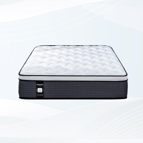 10 Inch King Mattress, Memory Foam Hybrid Mattress, Motion Isolation Pocket Spring Bed in a Box, Medium Firm for Pressure Relief, Breathable Pillow Top, CertiPUR-US Certified Marine Moon