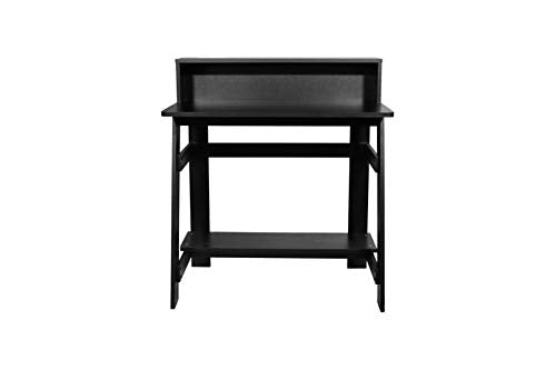 OneSpace Lennox Hutch Computer Desk, Small Desk for Home Office, Compact Writing Desk, Black OneSpace