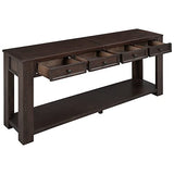 Merax Long Console Table with 4 Storage Drawers, Farmhouse Entryway Table with Open Shelf, 63 Inch Sofa Table Behind Couch, for Hallway Living Room Foyer, Espresso Merax