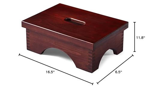 ECROCY Step Stools for Adults Pre-Assembled, Sturdy Foot Stool Lightweight, Portable Wood Step Stool Attractive, Solid Wooden Step Stool with Smooth Finish, Bed Steps for High Beds for Adults ECROCY