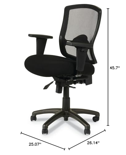 Alera Etros Series Petite Mid-Back Multifunction Mesh Chair, Black Alera