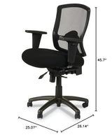 Alera Etros Series Petite Mid-Back Multifunction Mesh Chair, Black Alera