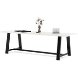 Pemberly Row 3' x 9' Wood Top Standard Height Conference Table in Designer White Pemberly Row