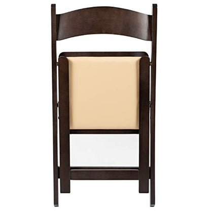 EMMA + OLIVER Chocolate Wood Folding Chair with Detachable Vinyl Padded Seat - WoodArtSupply