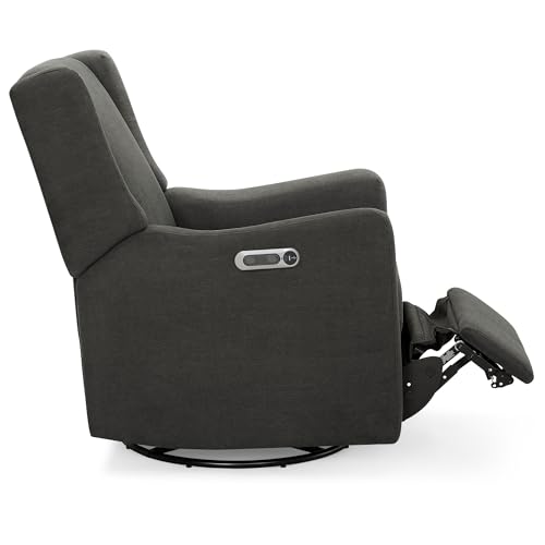 Delta Children Mercer Electronic Power Recliner and Swivel Glider with USB Port in LiveSmart Performance Fabric - Water Repellent & Stain Resistant, Dark Grey Delta Children